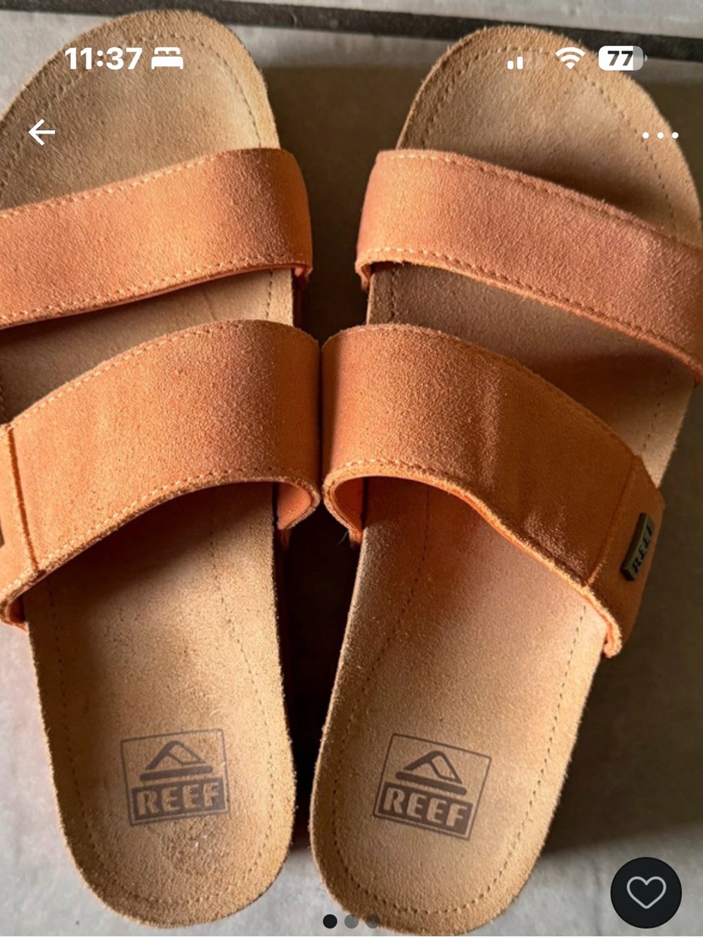 Reef Orange Double-Strap Suede Slide Sandals
